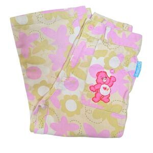 Care Bears Vintage 90s Love A Lot Bear Floral Pants Khaki Pink Kidcore Y2K